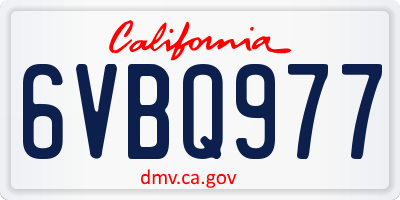 CA license plate 6VBQ977