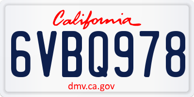CA license plate 6VBQ978