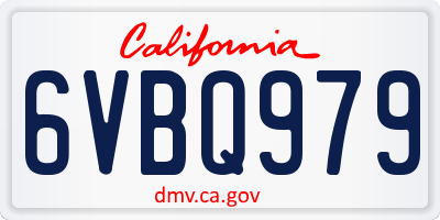 CA license plate 6VBQ979