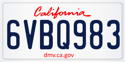 CA license plate 6VBQ983