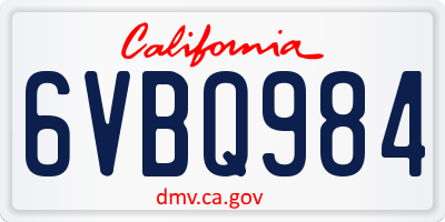CA license plate 6VBQ984