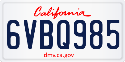 CA license plate 6VBQ985