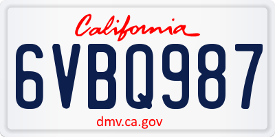 CA license plate 6VBQ987