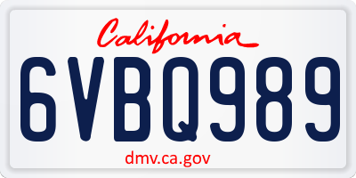 CA license plate 6VBQ989