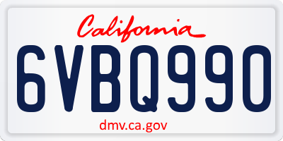 CA license plate 6VBQ990