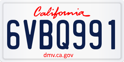 CA license plate 6VBQ991