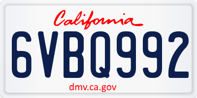 CA license plate 6VBQ992