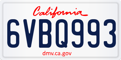 CA license plate 6VBQ993