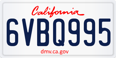 CA license plate 6VBQ995