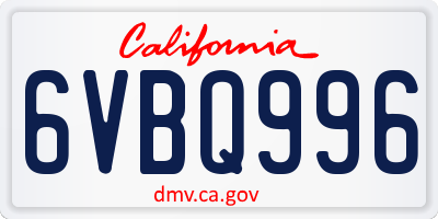 CA license plate 6VBQ996