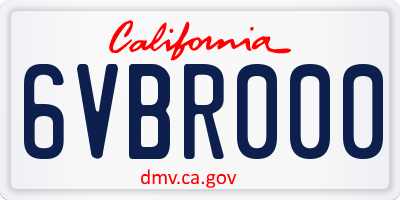 CA license plate 6VBR000
