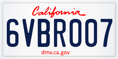 CA license plate 6VBR007