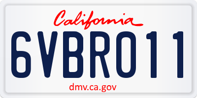 CA license plate 6VBR011