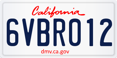 CA license plate 6VBR012