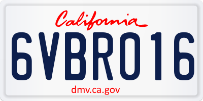CA license plate 6VBR016