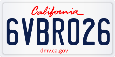 CA license plate 6VBR026