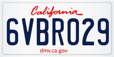 CA license plate 6VBR029