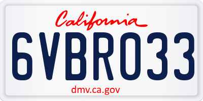 CA license plate 6VBR033
