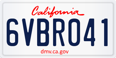 CA license plate 6VBR041