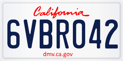 CA license plate 6VBR042