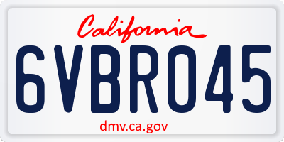 CA license plate 6VBR045