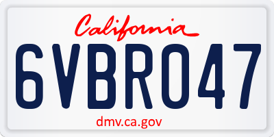 CA license plate 6VBR047