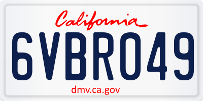CA license plate 6VBR049