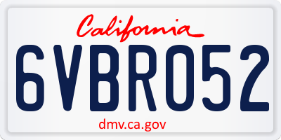 CA license plate 6VBR052
