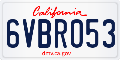 CA license plate 6VBR053