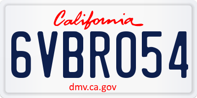 CA license plate 6VBR054
