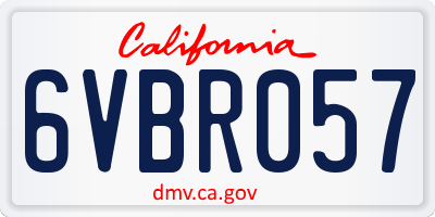 CA license plate 6VBR057