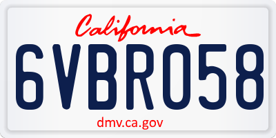 CA license plate 6VBR058
