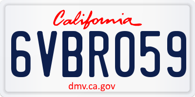 CA license plate 6VBR059