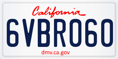 CA license plate 6VBR060