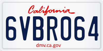 CA license plate 6VBR064