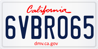 CA license plate 6VBR065