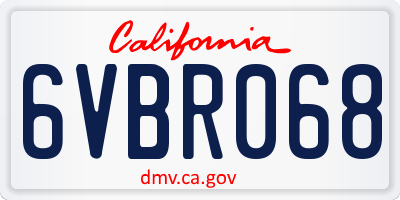 CA license plate 6VBR068