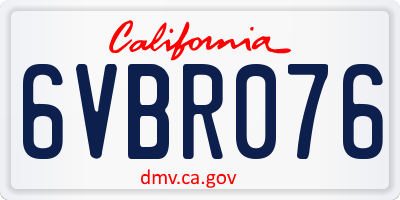 CA license plate 6VBR076