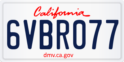 CA license plate 6VBR077