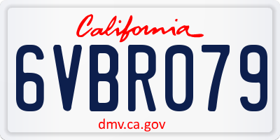 CA license plate 6VBR079