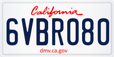 CA license plate 6VBR080