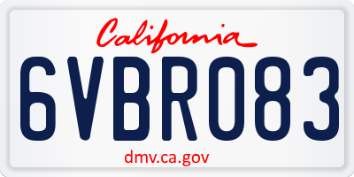 CA license plate 6VBR083