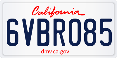 CA license plate 6VBR085