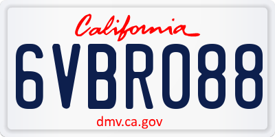 CA license plate 6VBR088
