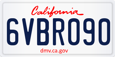 CA license plate 6VBR090