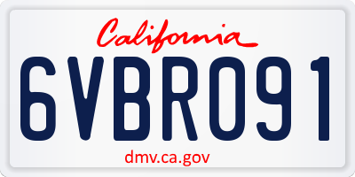 CA license plate 6VBR091