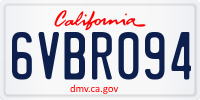 CA license plate 6VBR094