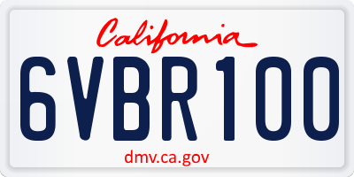 CA license plate 6VBR100