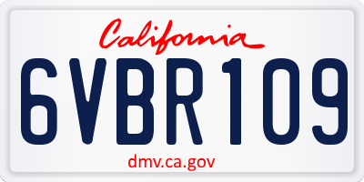 CA license plate 6VBR109