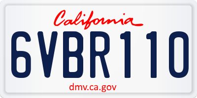 CA license plate 6VBR110